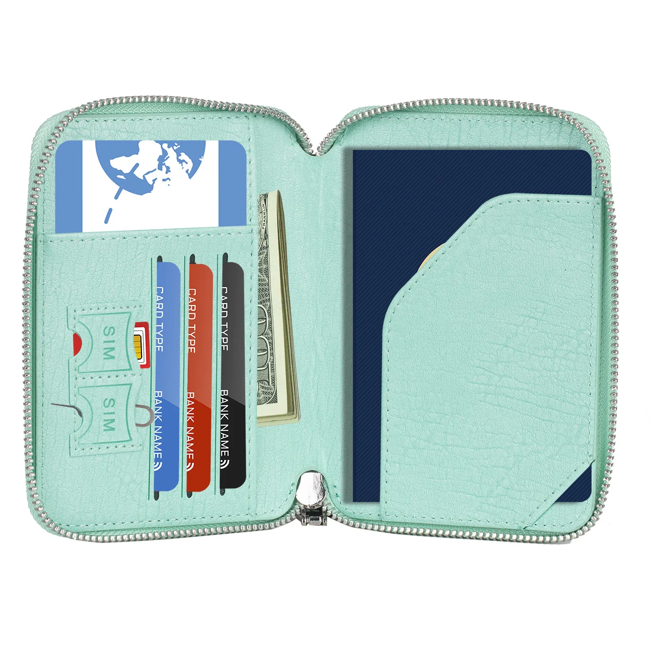 Zipper Closure Passport Wallet for Women Men, Leather Passport Holder Travel Wallet, Travel Document Holder Cover Accessories