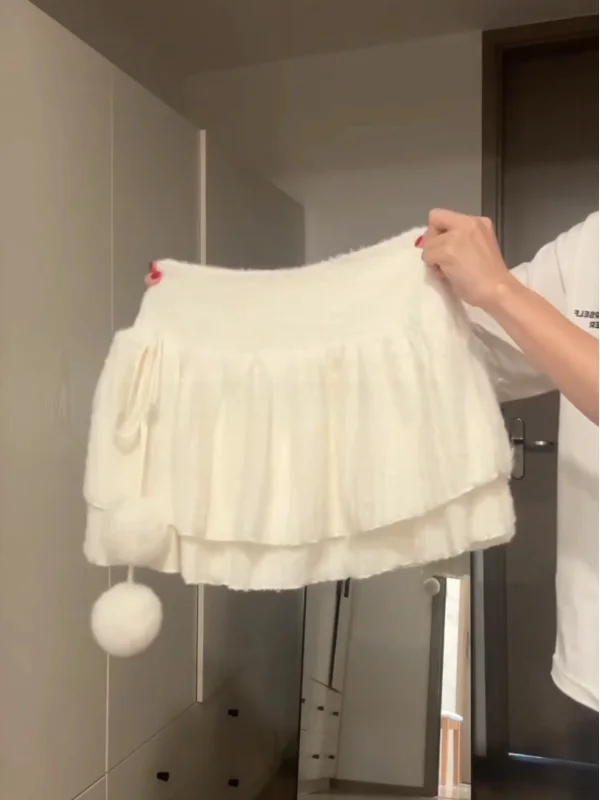 

Пышная юбка-кейк большого размера для женщин, зимняя, не просвечивающая, милая, объемная, короткая, с высокой талией, для повседневной носки, в корейском стиле, из флиса.