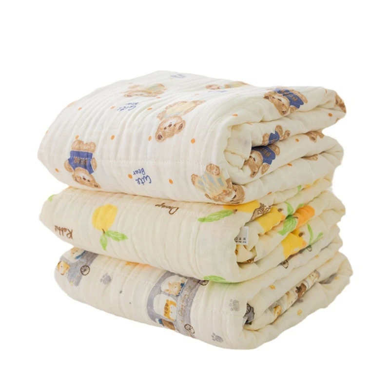 Toalla infantil algodón, Toalla baño 6 capas, toalla para bebé, material absorbente para bebé D5QA