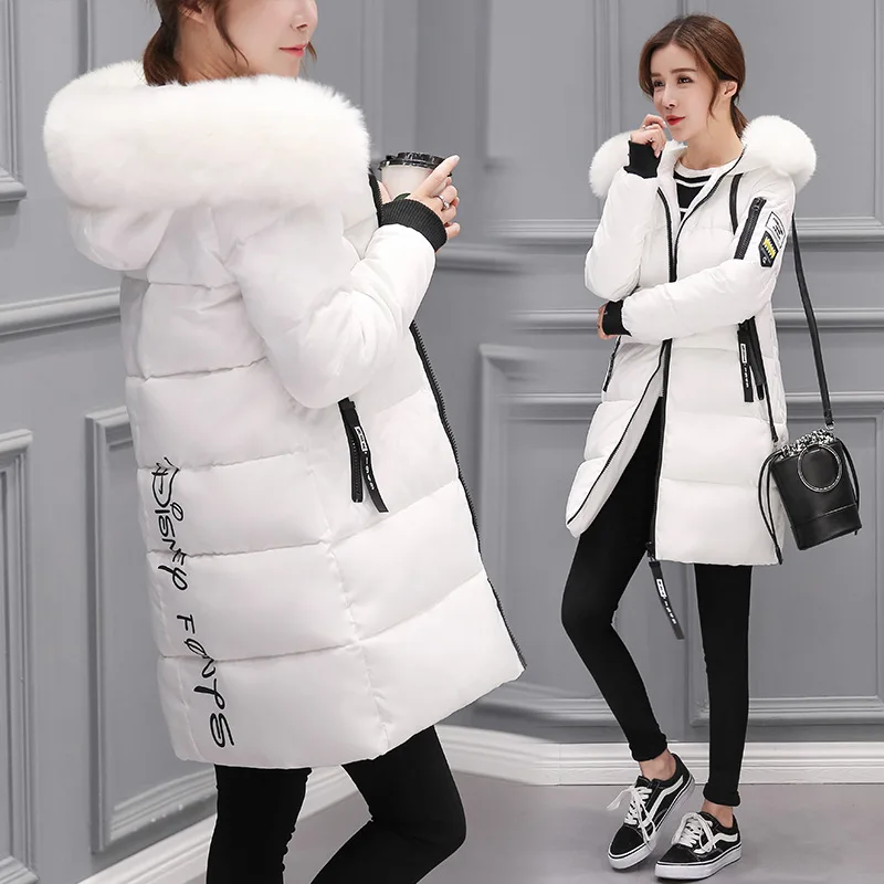 2023 Winter Parkas Women\'s Long Padded Casual Loose Slim Fur Hooded Jacket Elegant Slim Thick Warm Parka Down Coats Female