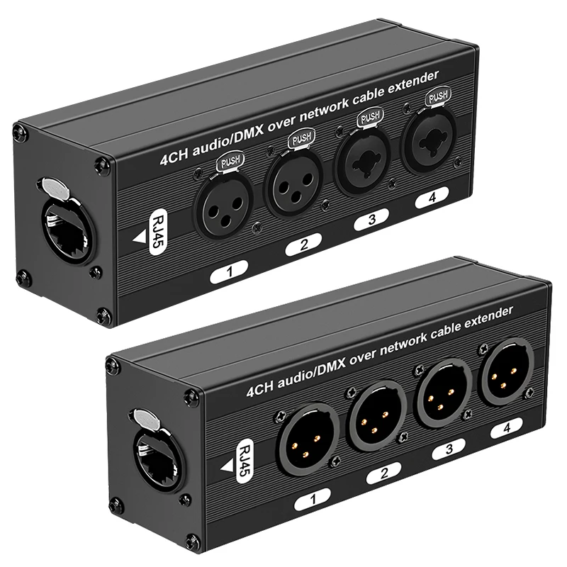 RJ45 CAT5 with Shielded to 4 Channel 3Pin XLR Male/Female Connector Multi Network Receiver Cable for Stage Recording Studio