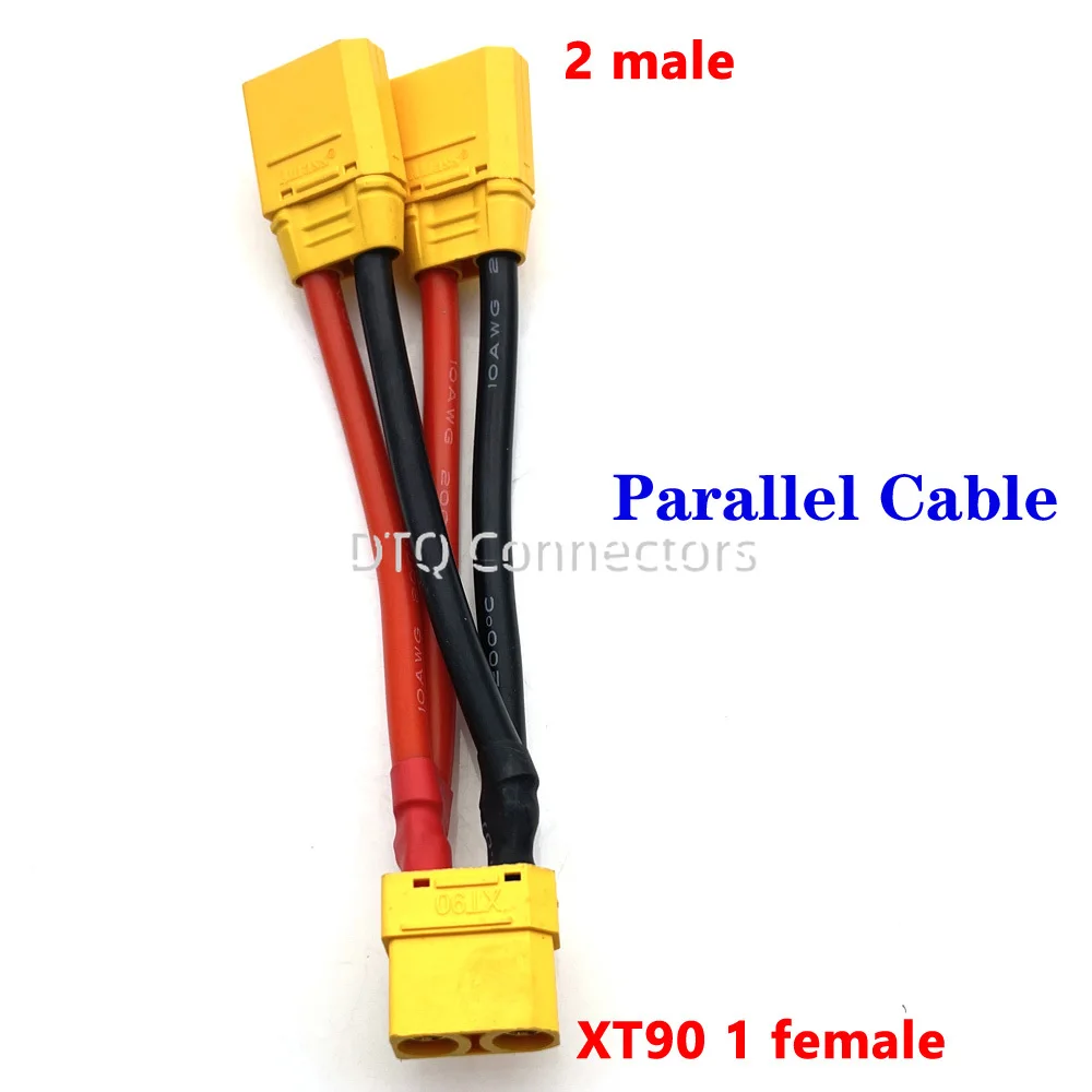 1pc T plug XT60 XT90 Parallel Battery Connector Male/Female Cable Dual Extension Y Splitter 2/3Way Silicone Wire for RC Battery