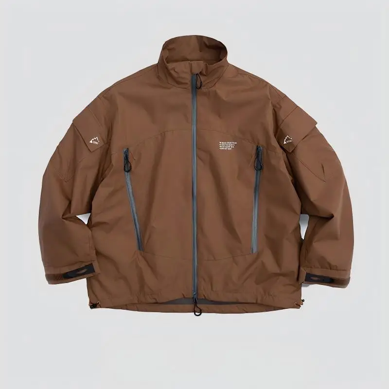 

Водонепроницаемая мужская куртка с двойной молнией и воротником-стойкой, свободного кроя, для активного отдыха и работы, функциональная, с длинными рукавами, из полиэстера...