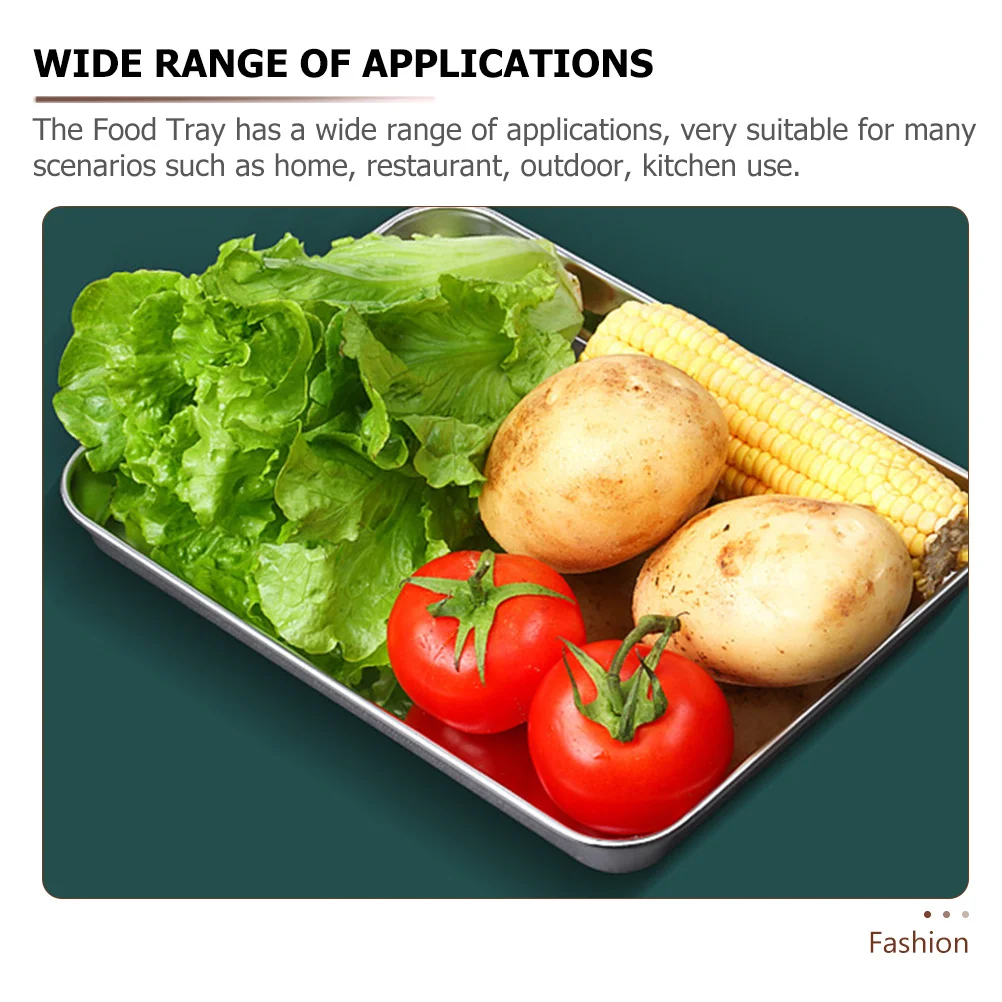 

Stainless Steel Steaming Tray Rectangular Food Holder For Kitchen Home Party Bbq Dessert Serving Pan Container