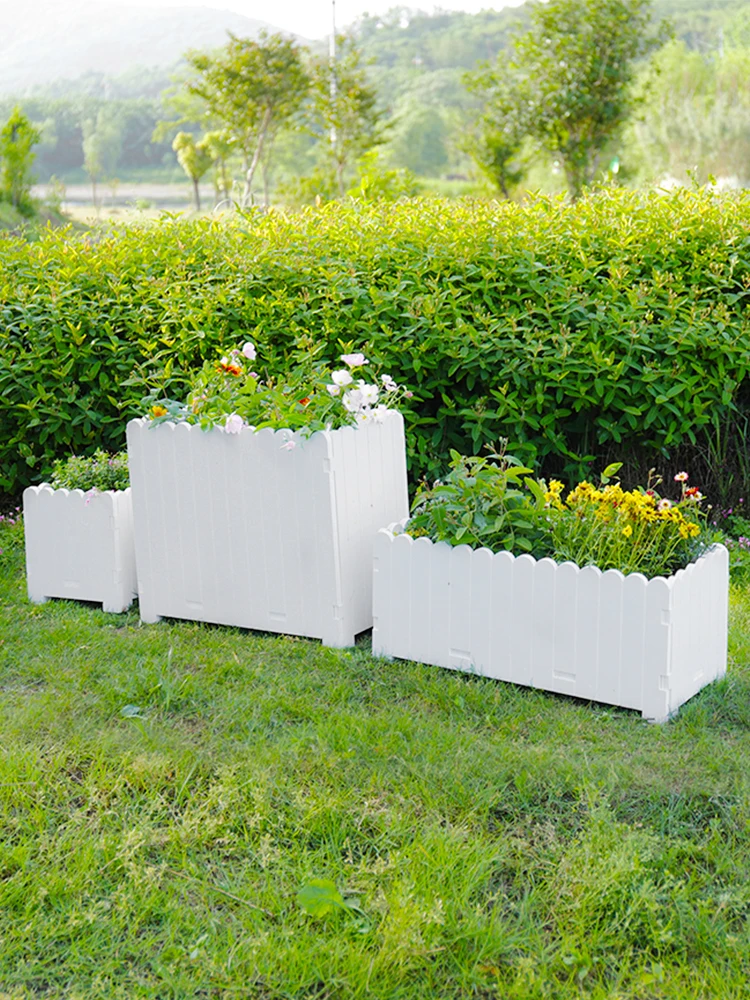 Flower box, outdoor courtyard balcony, vegetable planting, flower pot, plastic anti-corrosion flower groove, extra large