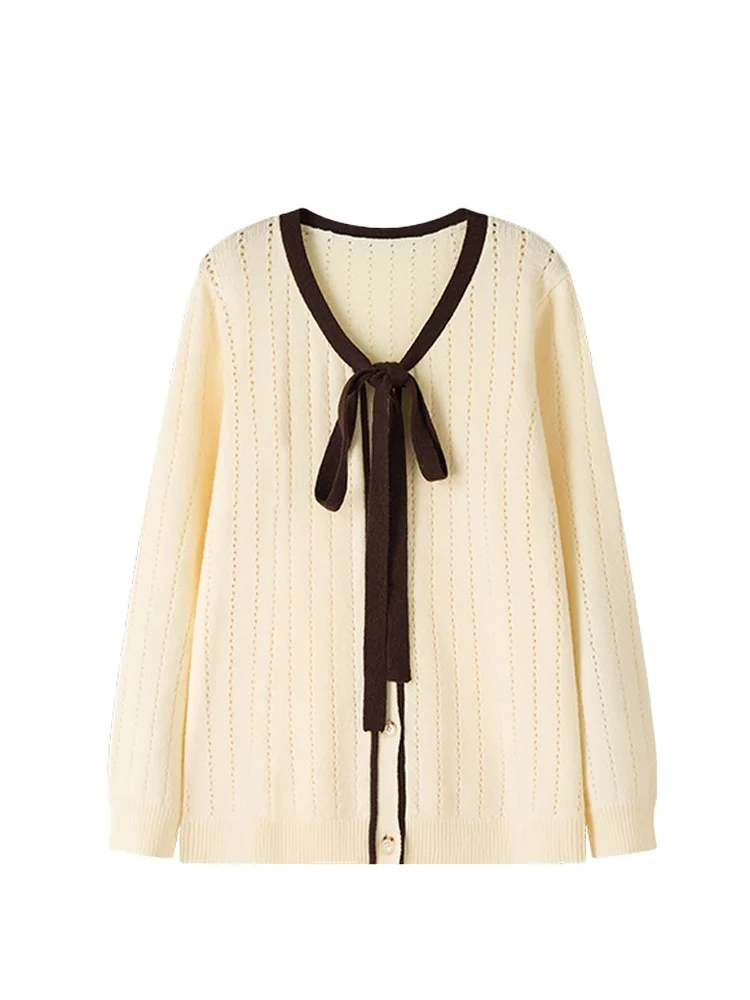 

Мягкий уютный вязаный свитер с v-образным узлом, женский свободный топ в стиле ретро, верхняя одежда бежевого цвета на осенний сезон