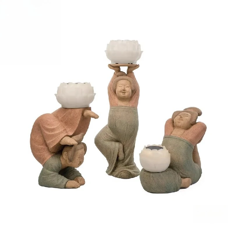 Chinese-style courtyard antique ornaments, yoga retro garden flower pots, outdoor terrace landscaping bonsai