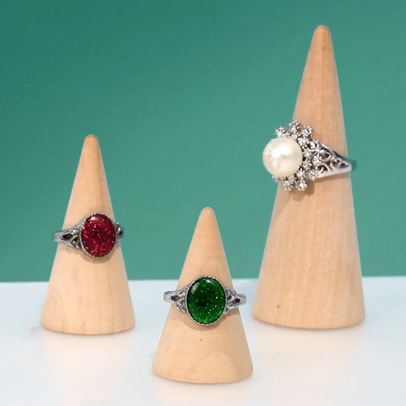 10/20 pcs Women Rings Organizer Holder Wood Creative ring display stand, conical counter, ring support