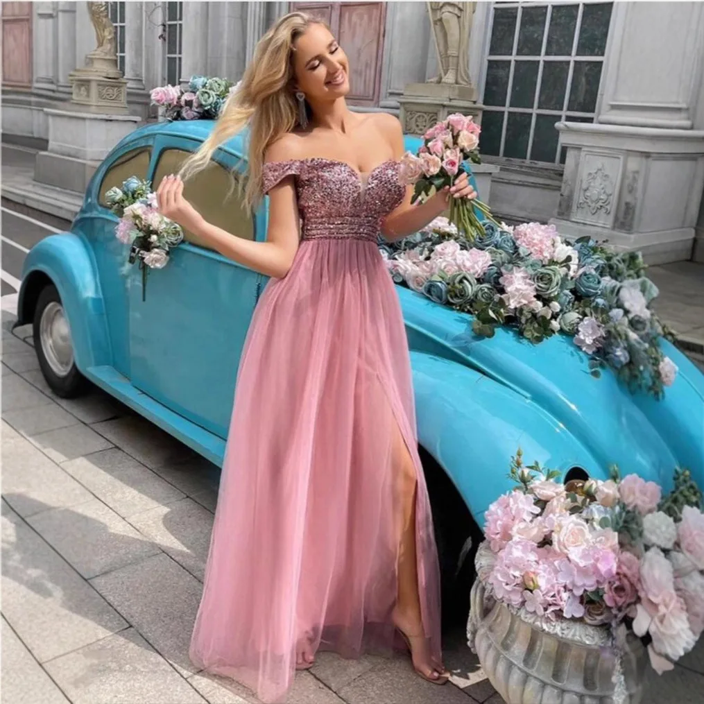 2025, ärmelloses, fließendes Abend- und Bankettkleid mit geteilten Pailletten, transparentes Abendkleid