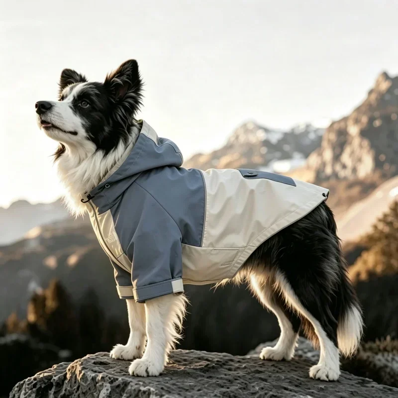 Lightweight Dog Rain Jacket Water‑Repellent Windproof Coat with Reflective Strip Drawstring Adjustable Outdoor Pet Clothes