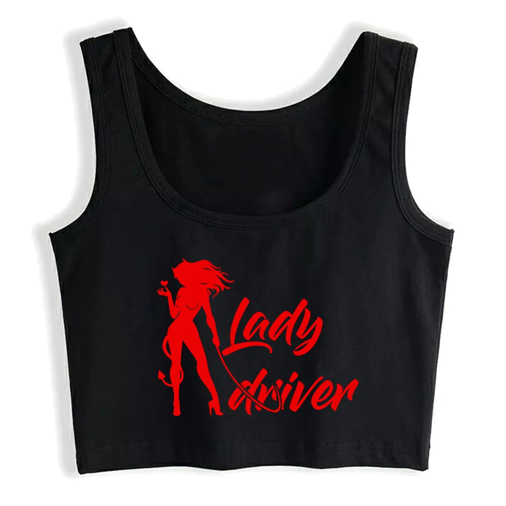 Lady Driver Design Sexy Slim Fit Crop Top Hotwife Funny Flirtatious Style Cotton Tank Tops Swinger Naughty Training Camisole