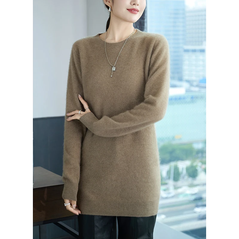 100%Wool High Quality Pure Colors Spring Autumn Winter European Style Women Fashion Pullovers Knitted Cashmere Wool Sweater