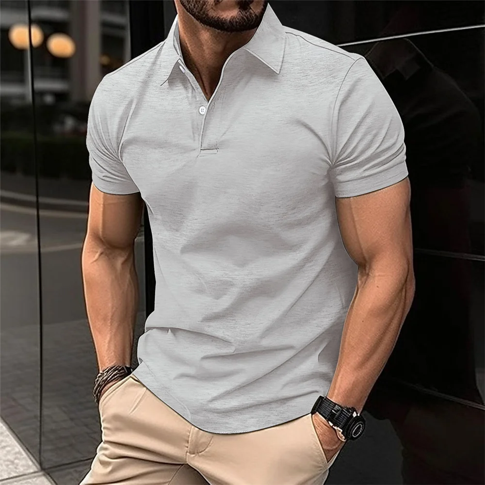 

Best Selling Men Short Sleeve Polo Shirt Turn Down Collar Button Pure Color Top Polo Shirt Summer Casual Comfort Men's Clothing