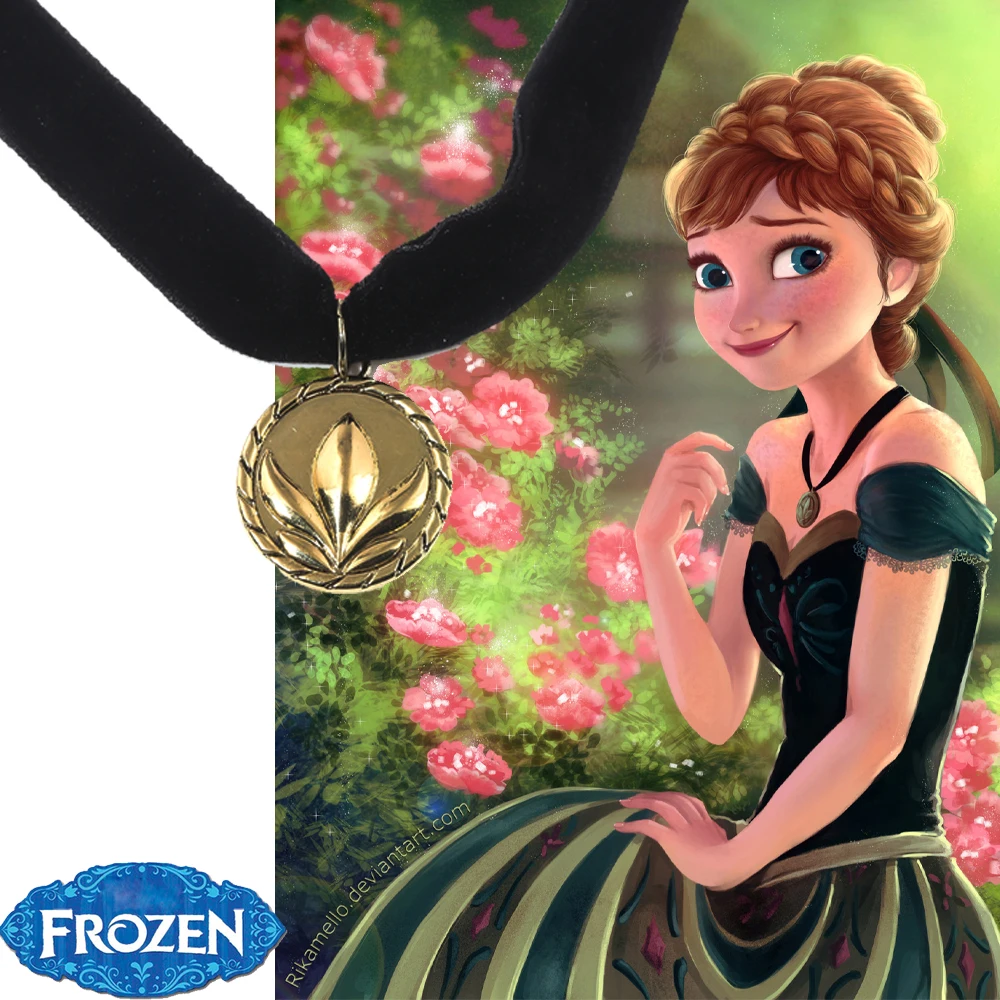 Princess Frozen Princess Anna Necklace Black Velvet Chokers Necklaces for Women Men Cosplay Jewelry Black Velvet Choker