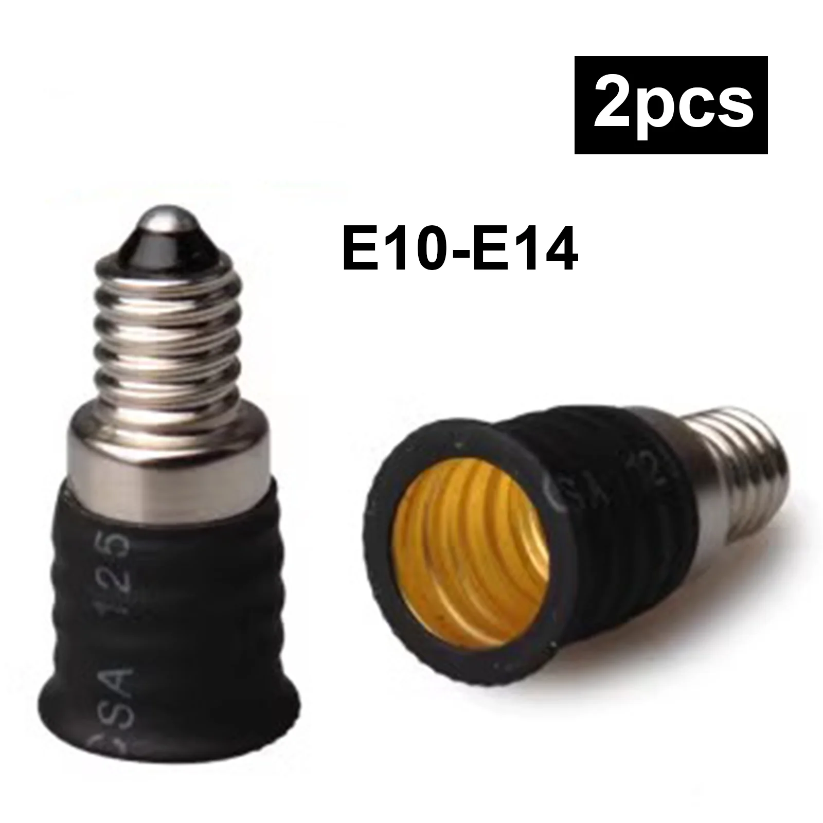 2pcs New E10 to E14 Base LED Light Lamp Bulb Adapter Converter Screw Socket - Black