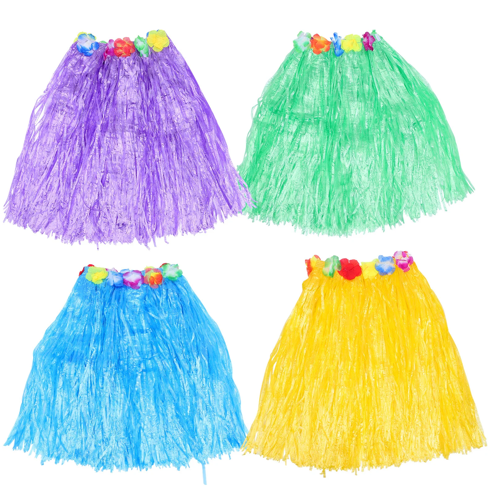 4-delige grasrokken Hawaiiaanse stijl handgemaakte kwastje Hula-danskostuum voor feestdecoraties Hawaii feestrokken cosplay