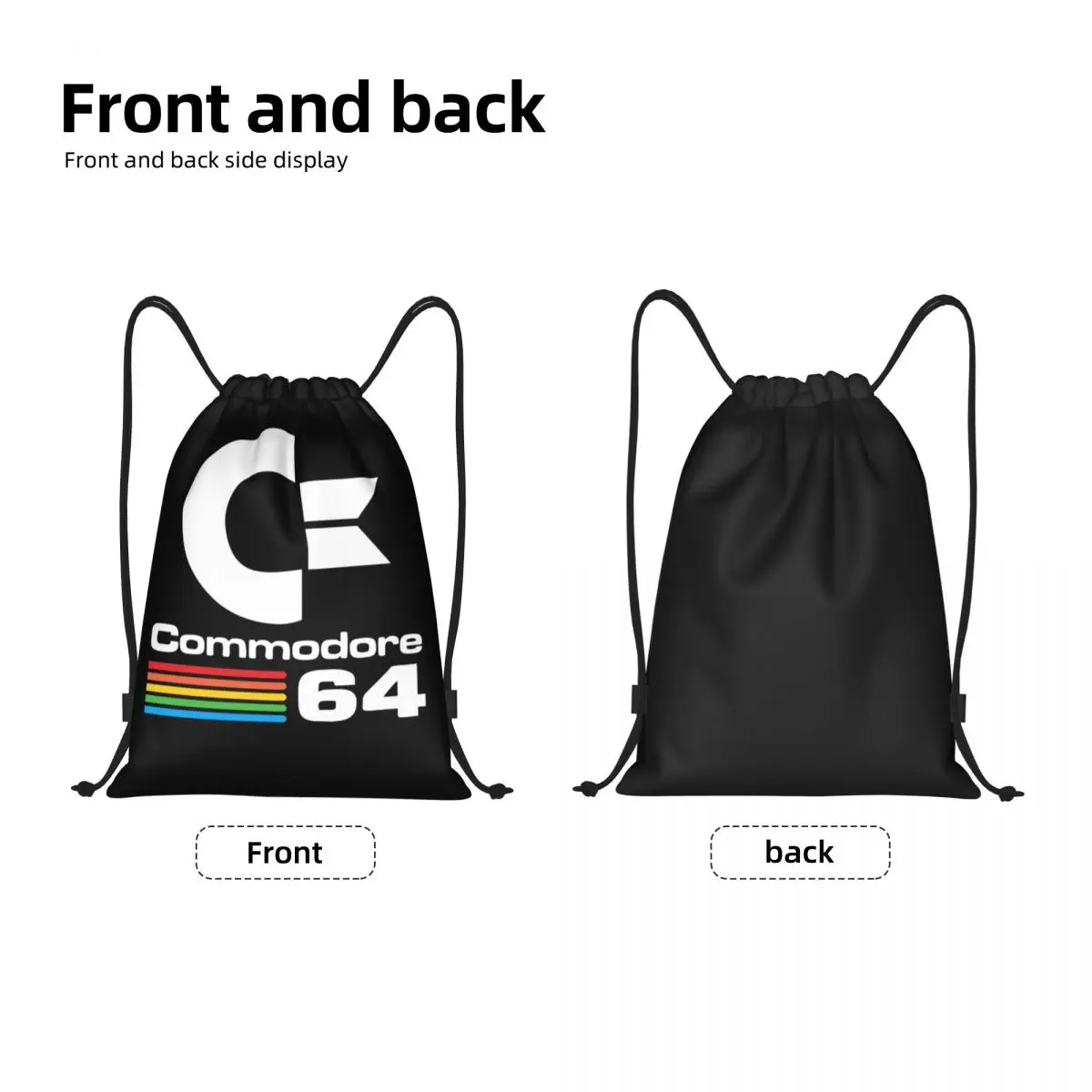 Mochila Retro Commodore 64 con cordón para hombre y mujer, bolso de almacenamiento ligero para ordenador, deportes, gimnasio, C64