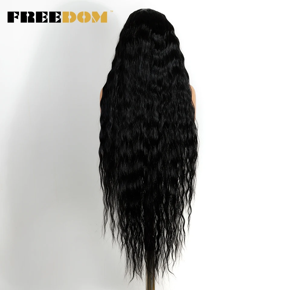 FREEDOM Synthetische Lace-Front-Perücken für Damen, 40 Zoll, extra lang, lockig, 13x4, vorgezupfte Haaransätze, mit freiem Scheitel, Lace-Front-Perücke für den täglichen Gebrauch. – Detail 6