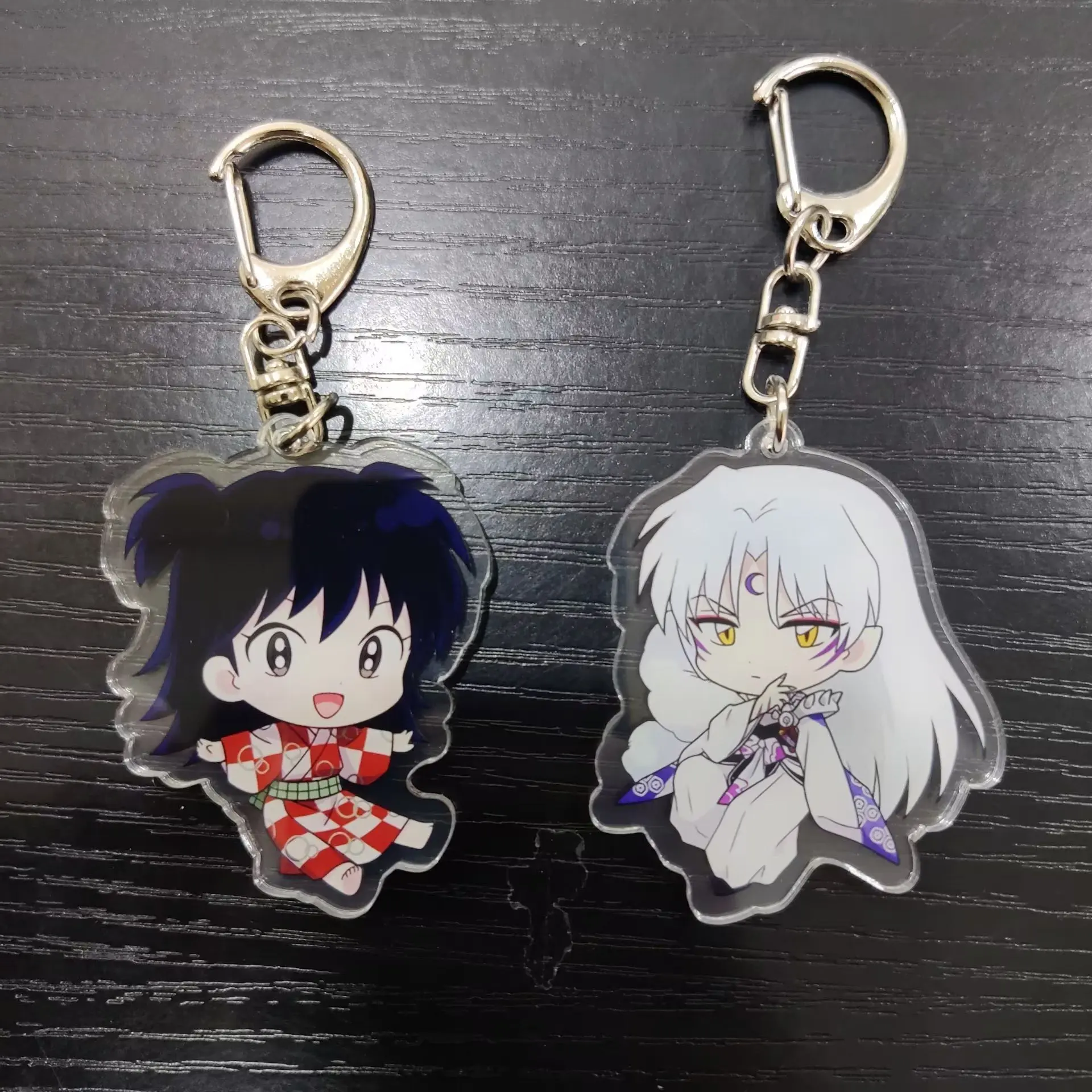 Japan Anime GInuyasha Cute Figures Sesshoumaru Kikyō Miroku Acrylic Key Chains Q Version Pendant Toy Keyrings Fans Xmas Gift