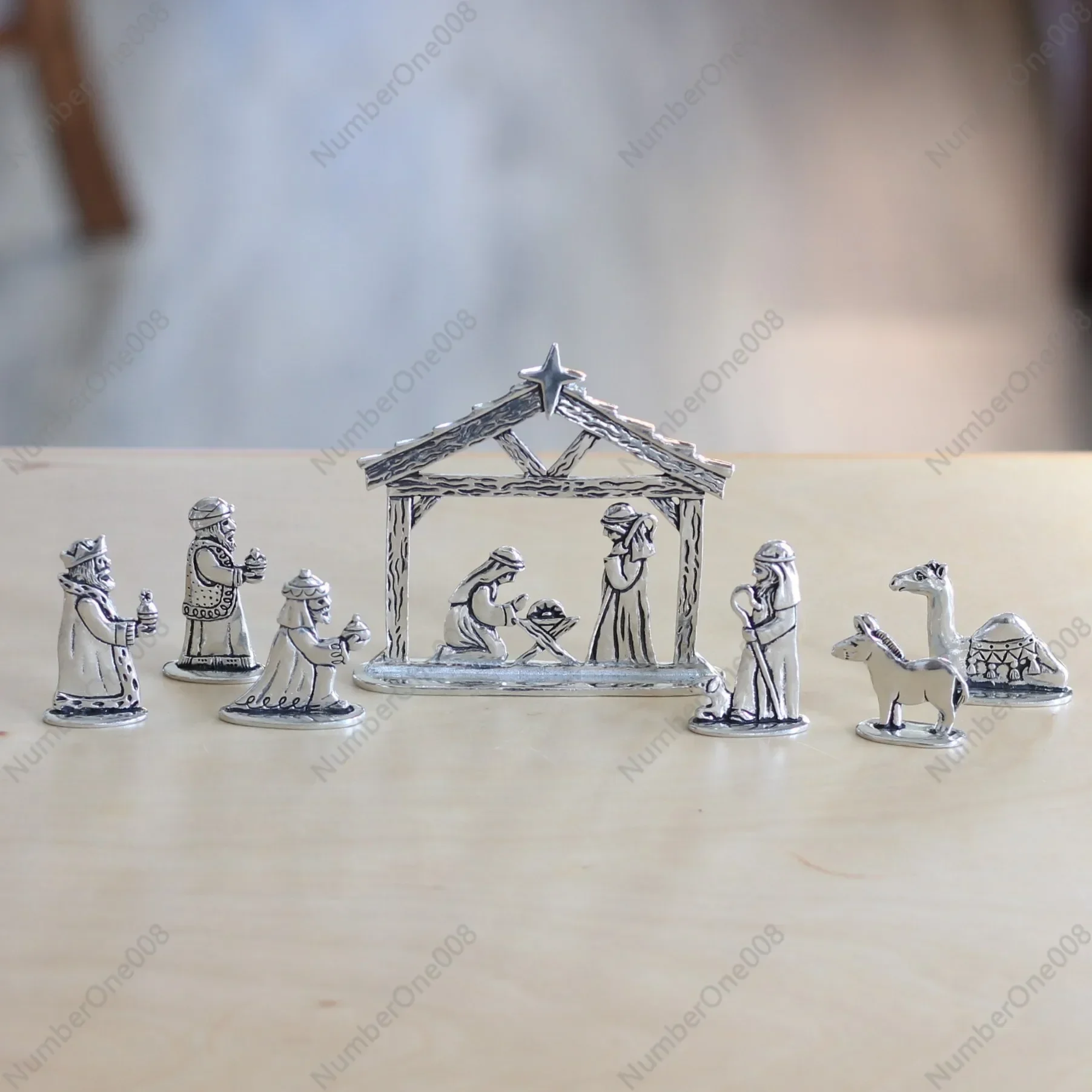 Hand-made Tin 7-piece Set Birth Scene 7-piece Set Yesu Birth Scene