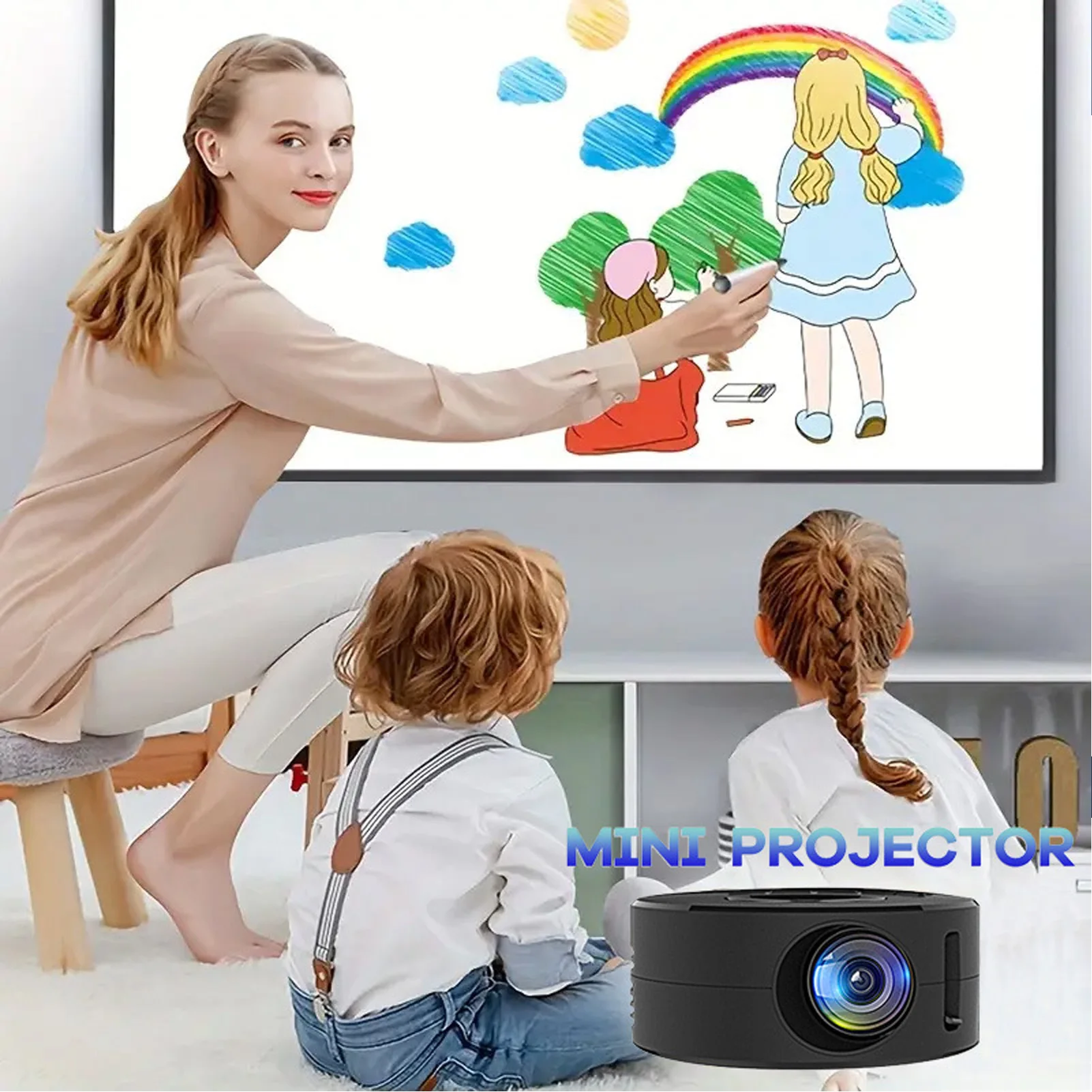 Mini LED Projector 1080p Built in Speaker Portable Small Home Projector with Same Screen Function for IOS for Android