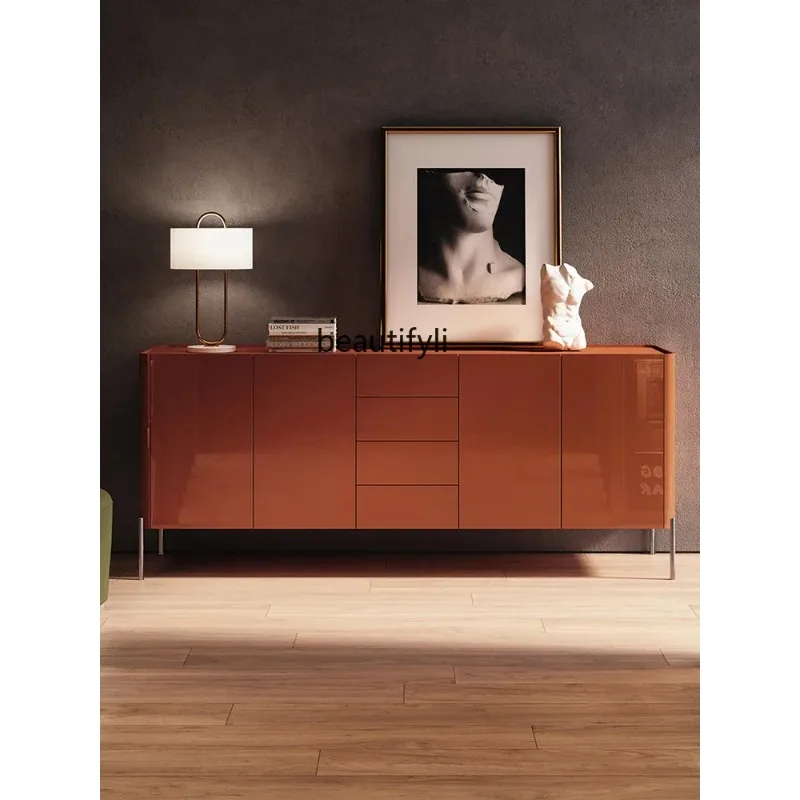 A076 Italian-Style Light Luxury Sideboard Cabinet Hong Kong-Style Piano Paint Locker Living Room Partition Entrance Cabinet