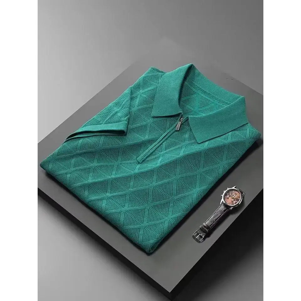 

Slim Fit ort Sve irt для мужчин, летняя модная корейская футболка с отложным воротником, универсальная базовая футболка из полиэфирного волокна