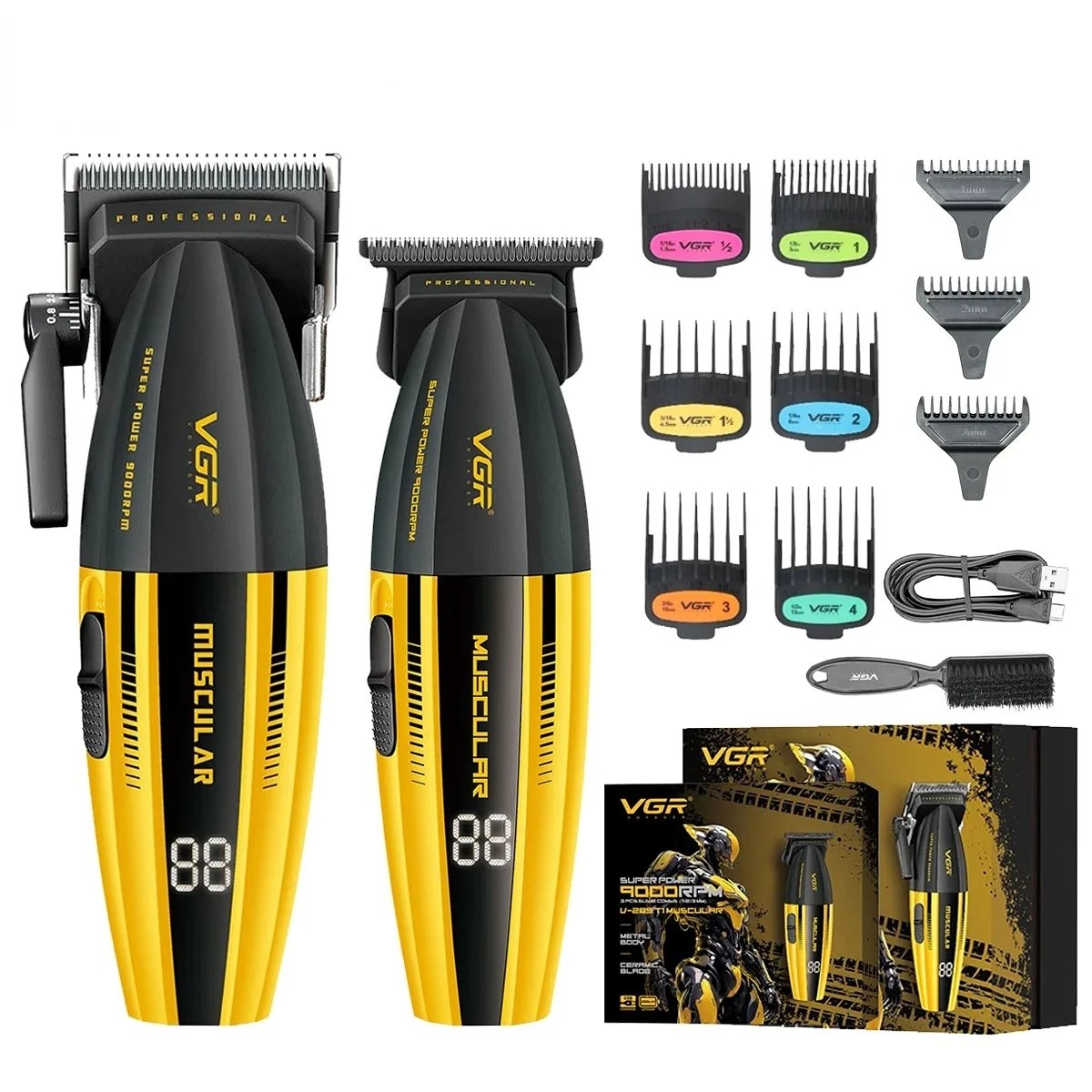 VGR Clipper Professioneel Haartrimmer Elektrisch Haarknipper 9000 RPM Haartrimmer Barbier Snoerloos Tondeuse voor mannen V-285