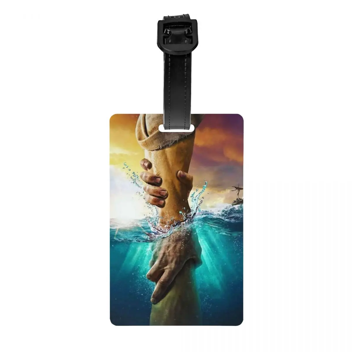 Custom Reaching Out Jesus Hand, Jesus Save Us Luggage Tags for Suitcases Privacy Cover ID Label