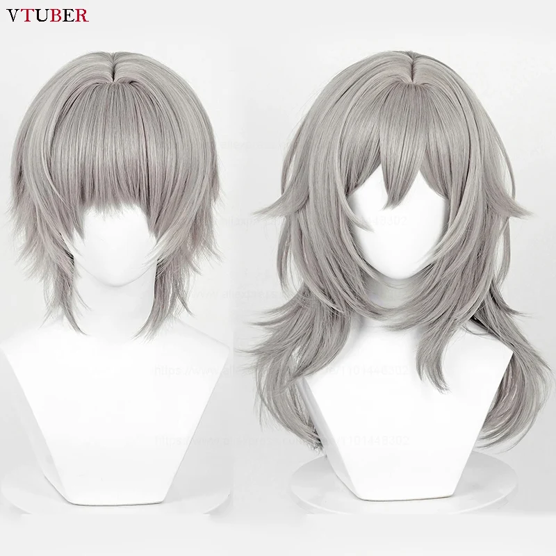 

Game Honkai Star Rail Trailblazer Caelus Stelle Cosplay Wig with Bangs Long Short Straight Gray Synthetic Hair Wigs + Wig Cap