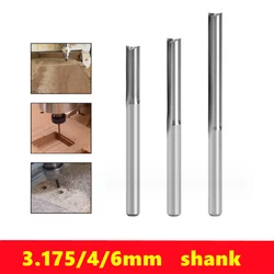 1pcs Carbide End Mill 3.175/4/6mm Shank 2 Flute Straight Slot Milling Cutter MDF Plastic Wood Cutter CNC Machine Router Bit