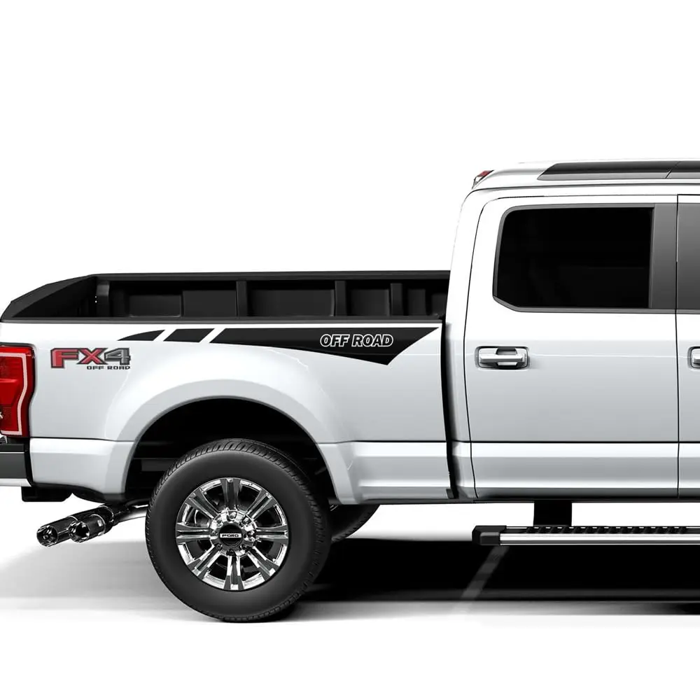 

2PCS Decal Sticker Vinyl Off Road Rear Bumper Side Racing Stripes Kit FOR Ford F250 Crew Cab 2015 - Present Super Duty