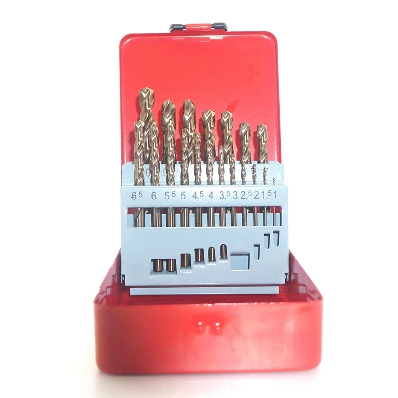 

19-Piece Set Cobalt Drill Bit Set 1.0-10Mm M35 Carbide Drill Bits 5% Cobalt Twist Drill HSS Metric Drill Bits Set