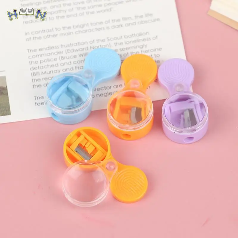 4pcs Color random Mini 2mm Leads Sharpener Portable Sharpener With Magnifying Glass Sharpening Tool Pointer Pencil Sharpener