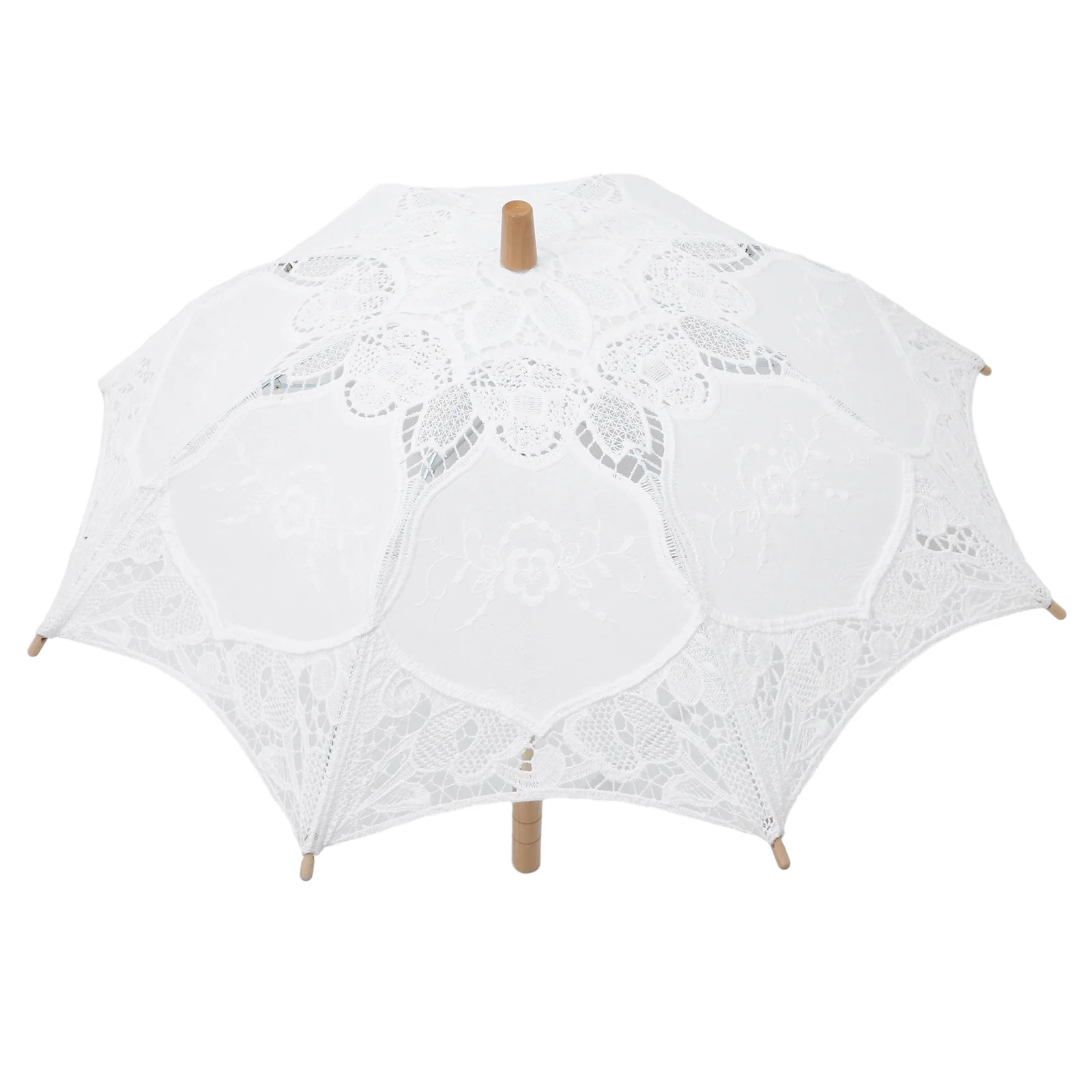 Lace Umbrella Decorations Parasol Bridal Wedding Wooden Photography Props Vintage Parasols for Women Bridesmaid Veil