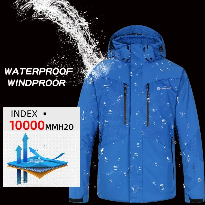 Wysokiej jakości kombinezon narciarski outdoorowy, zimowa kurtka narciarska termiczna i luźne spodnie śnieżne, wodoodporne ubrania zimowe, męski kombinezon snowboardowy.