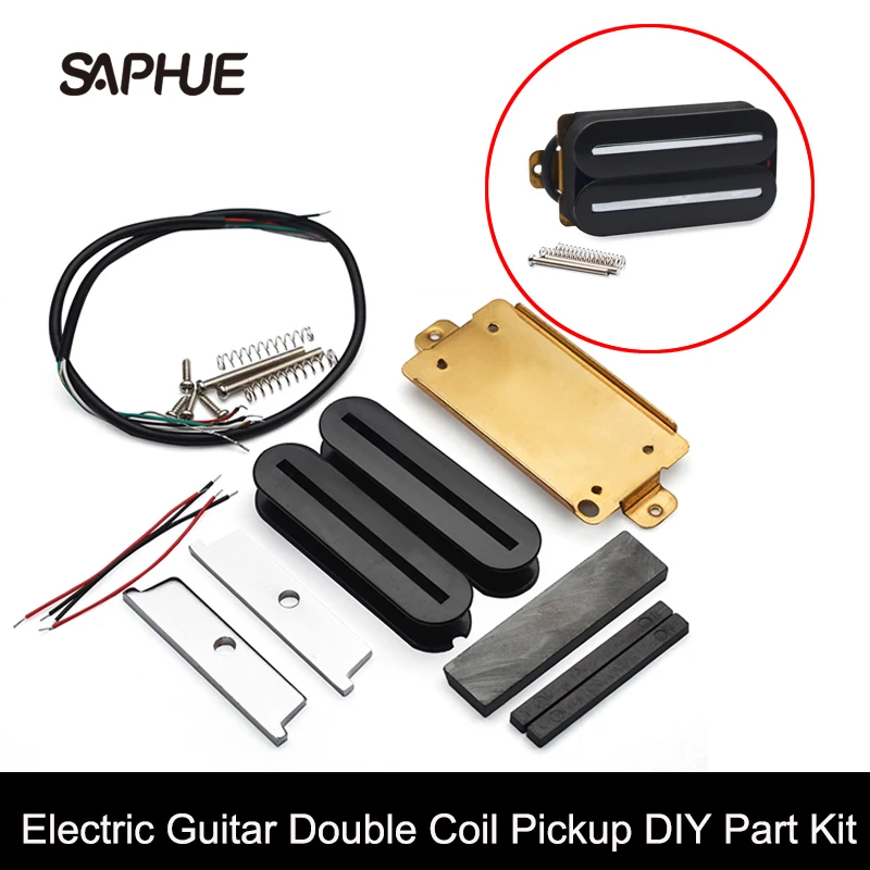 Humbucker Electric Guitar DIY Kit Double Coil Pickup Bobbin/Ceramic Bar/Cable/Blade/Baseplate/Plastic Gasket Pieces Guitar Parts