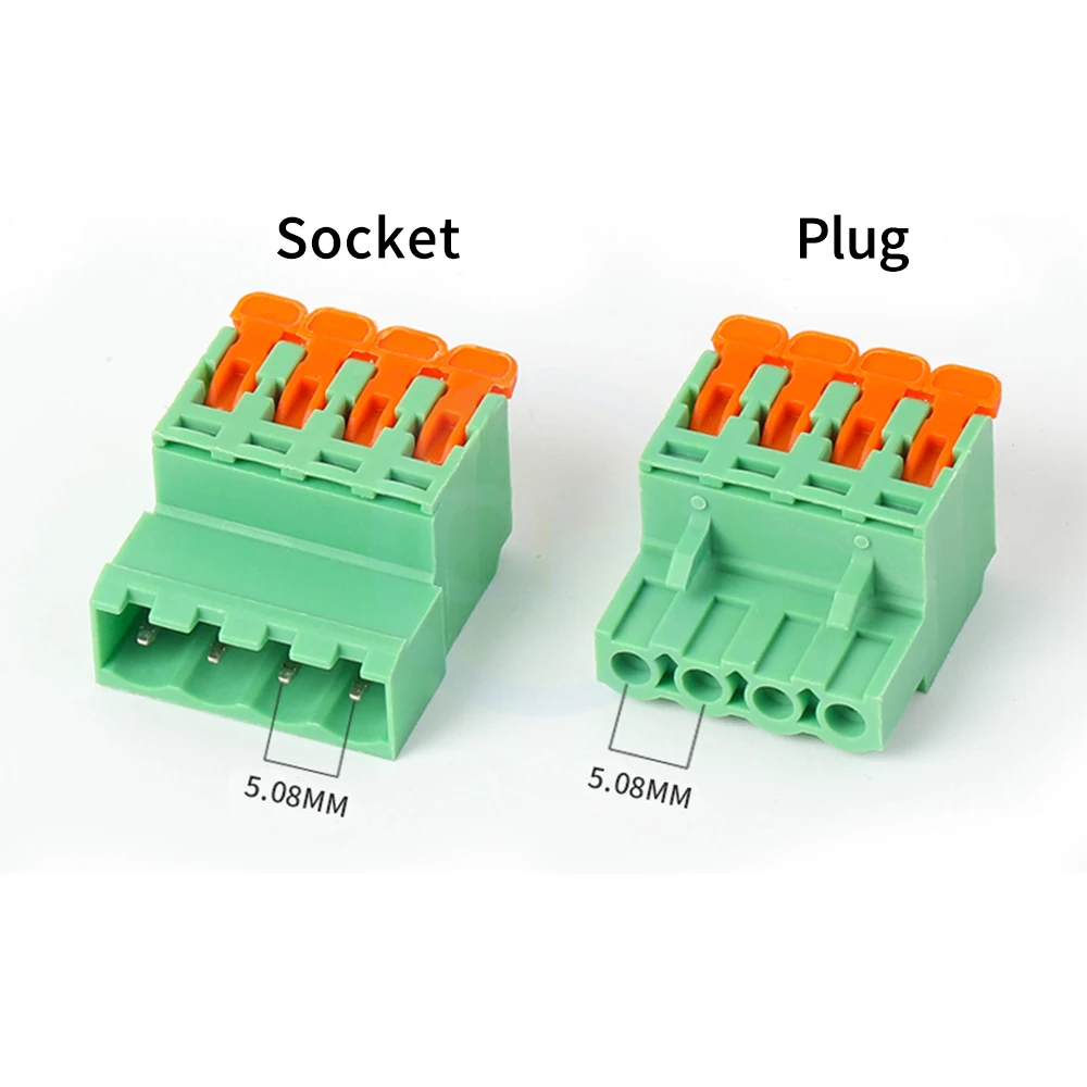 (5 Sets) KF 2EDGKSKT 2EDGKSK 5.08mm Solderless Butt Spring Plug-in Terminal Block Pair 15EDGKSKT / 15EDGKSK - 5.08 2-12Pin