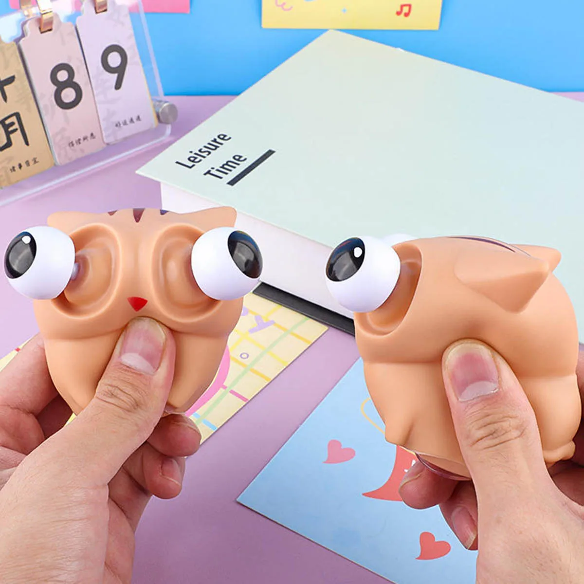 Funny Eyeball Burst Squeeze Toy Squishy Cartoon Cat Fidget Toy Kids Stress Relief Antistress Funny Pet Cat Animal Sensory Ball