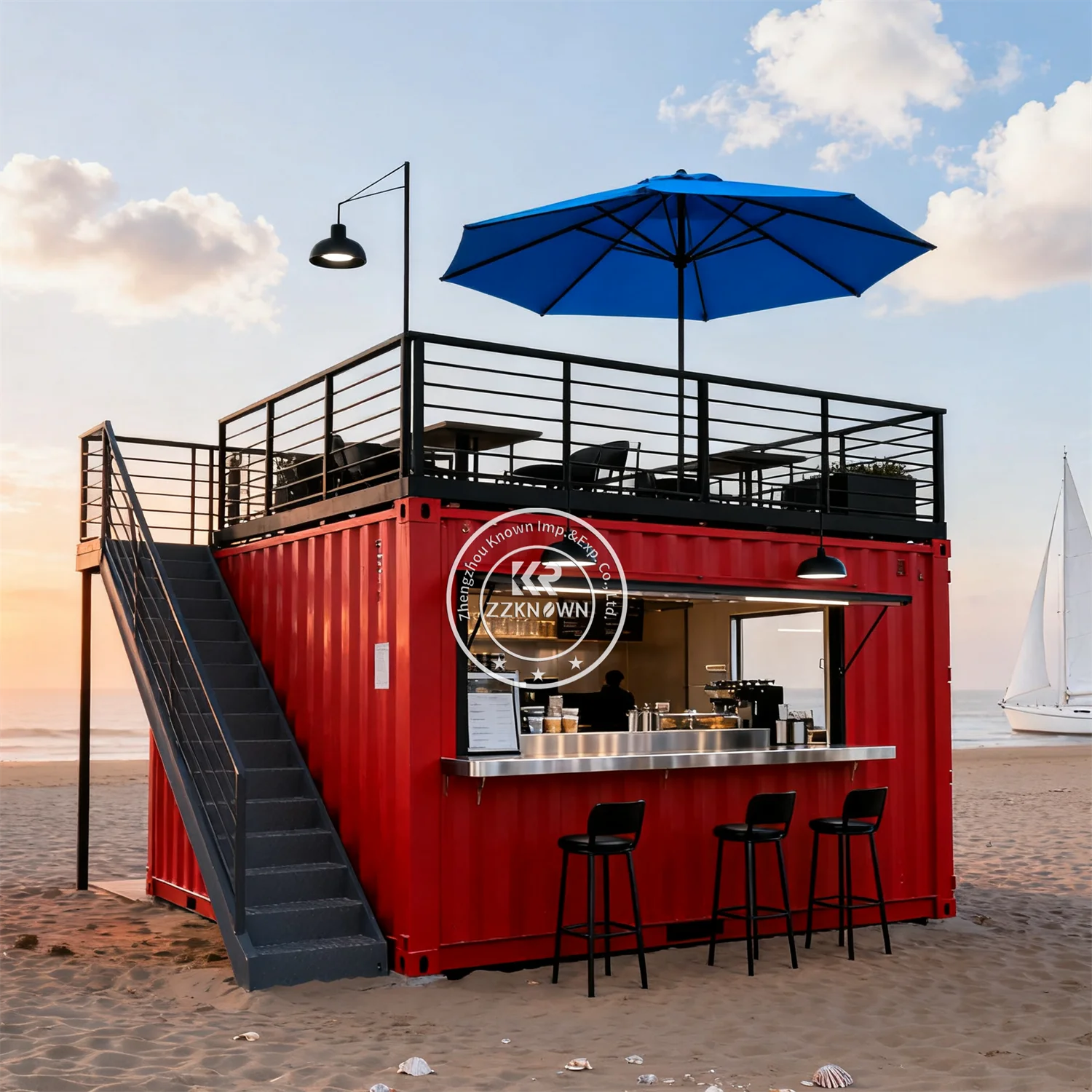 Luxury Mobile Dining Container Cafe Cart Kiosk Prefab Steel Frame House Shipping Commercial Container Restaurant For Sale