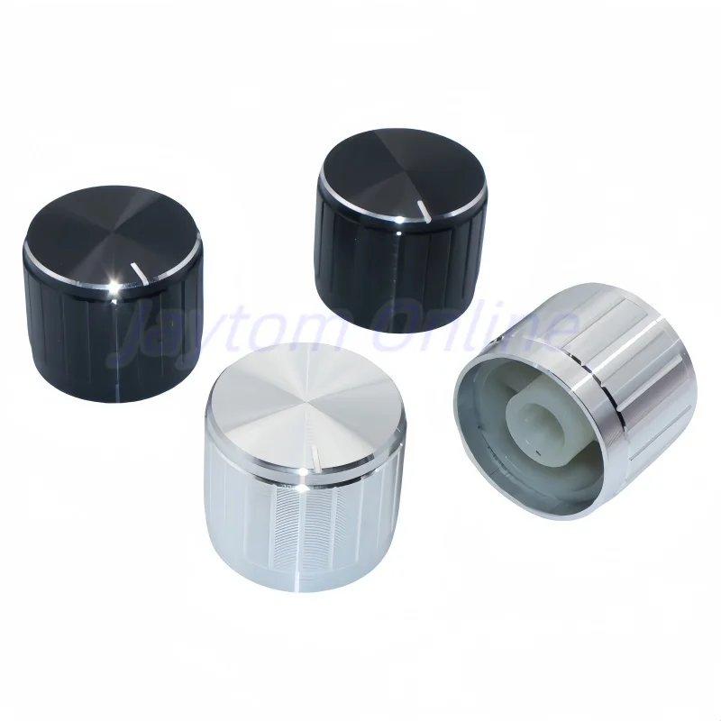 5pcs Black Silver Aluminum alloy Potentiometer Ratory Encoder Switch Knobs Switch Caps 21x17MM D Half/Plum Shaft