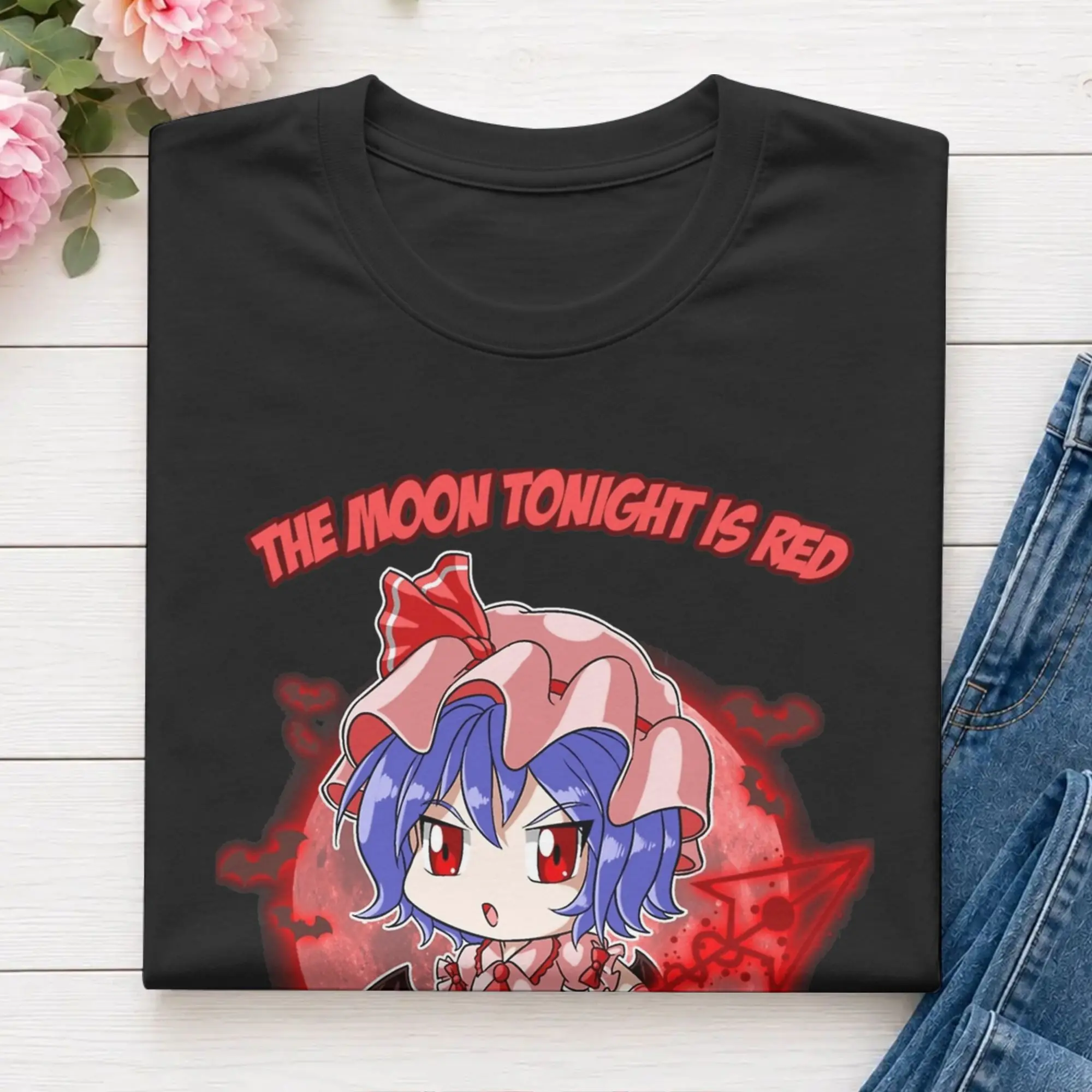 Touhou  Remilia Scarlet  T Shirt Summer Touhou Project Fashion T Shirts Man 100% Cotton O-Neck Plus Size Tees Streetwear Tshirt