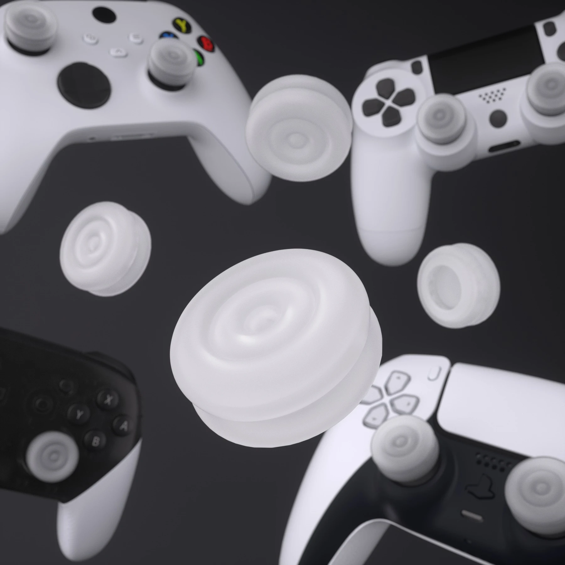 

PlayVital Clear White Cushion Caps Thumb Grips for ps5/4, for Xbox Series X/S, for Xbox One, Elite Series 2, for Switch Pro