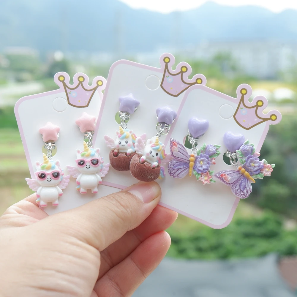 Cute Unicorn Butterfly Capybara Earclip Girl's Ear Clip Without Ear Holes Cartoon Earrings Ear Jewelry