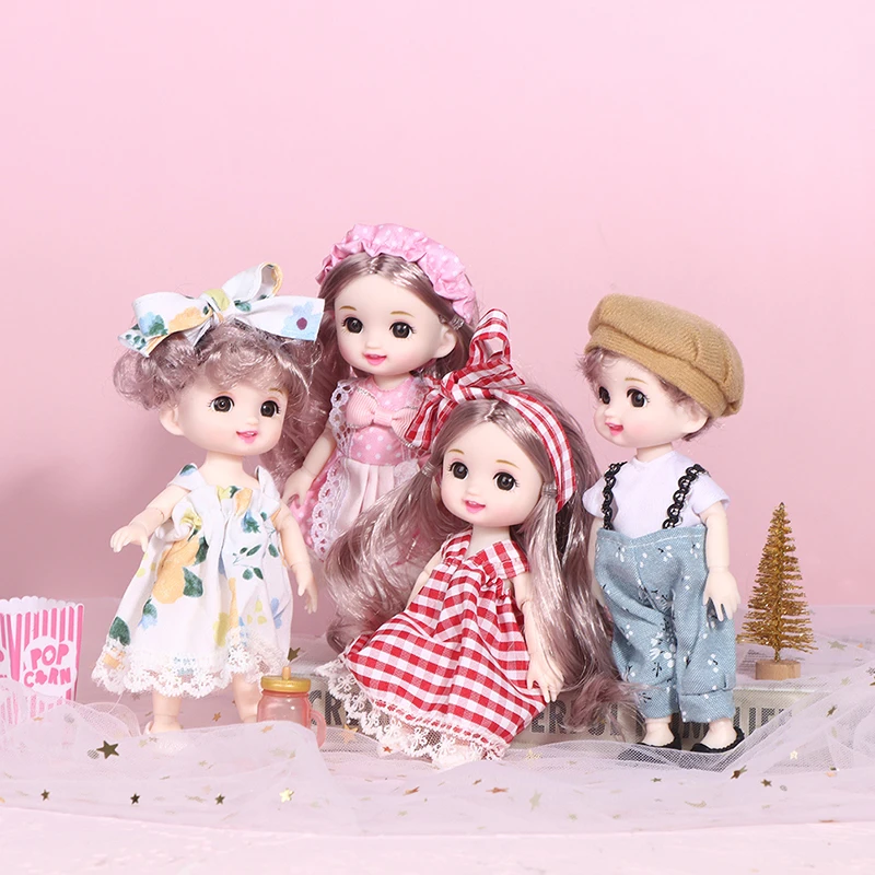 17cm Mini Doll 13 Movable Joint Doll With 3D Big Eyes DIY Toy Doll With Clothes Dress Up 1/12 Fashion Doll Children Girls Gift