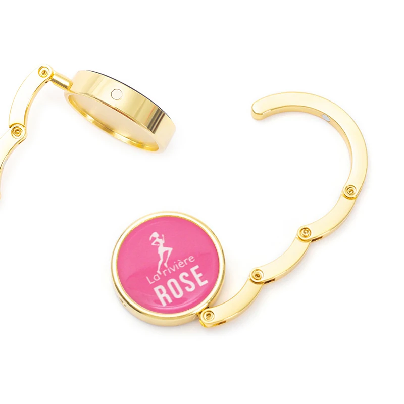 Personalized Rose Gold Purse Hooks Custom Logo Handbag Hook for Table Promotional Gifts Metal Bag Hangers, 40 Pieces