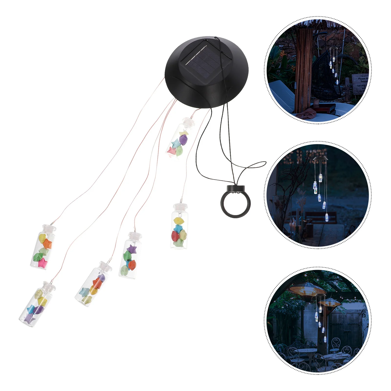 

Solar Wind Light Resin ABS Garden Hanging Lamp Metal Base Color Changing LED Garden Hanging Lamp Outdoor Decor