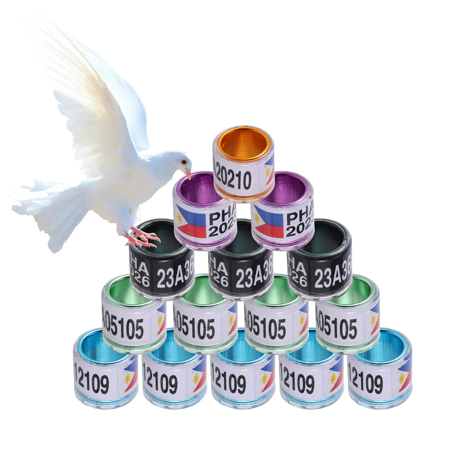 20Pcs 8mm PHA 2025/2026 Pigeon Foot Rings Aluminum Plastic Bird Parrot Identification Foot Ring with Number Bird Carrying Supply