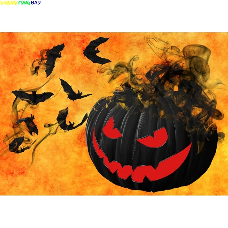 SHENGYONGBAO-Cenário De Halloween, Castelo De Lápide, Lua De Abóbora, Fundo De Fotografia Para Bebê, Photo Studio Props, 1911CXZM-55