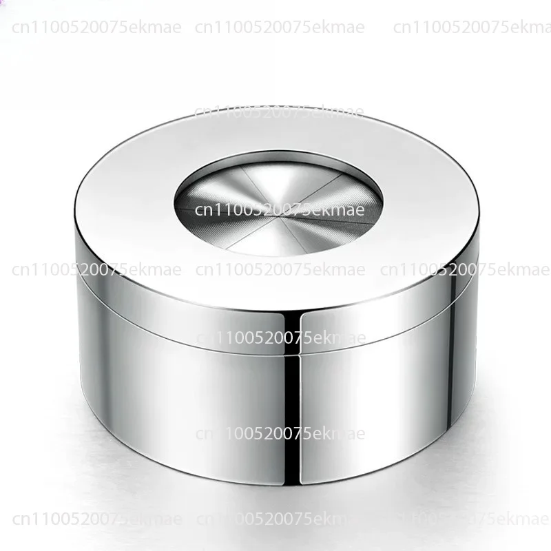 Original Silver Large Stainless Steel High-end Personality Trend Ashtray Closed With Lid Anti-fly Ash Men's Gift